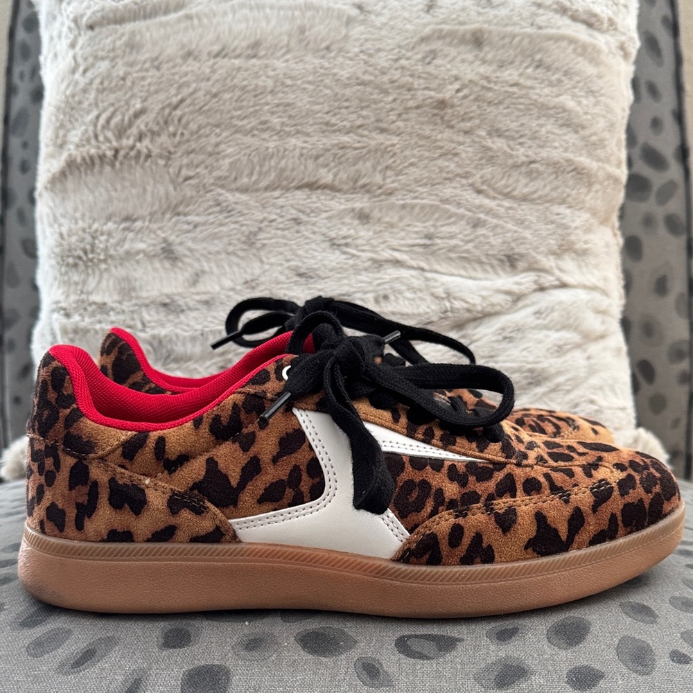 Nicole Miller Women’s Leopard Suede Tennis Shoes - Picture 3 of 7